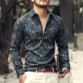 Autumn New Printed Shirts Men Long Sleeved Shirt Slim Men′s Casual Shirt